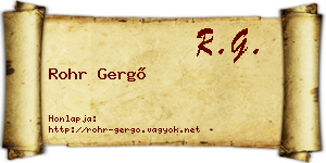Rohr Gergő névjegykártya